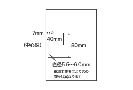 ※加工業者により穴の直径は異なります