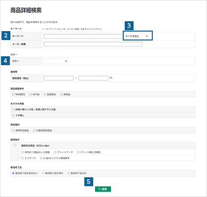 さまざまな条件で商品を検索する